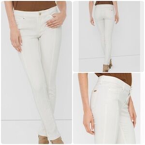 WHBM ECRU ANKLE BUTTON SKIMMER JEANS